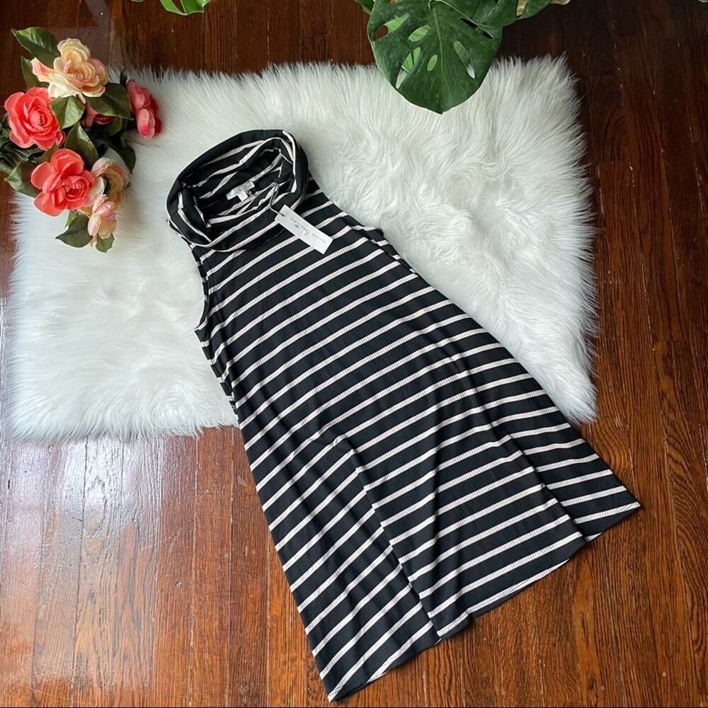 Nine Britton Stripe Swing Dress Cream & Black NWT Cowl Neck Size xs